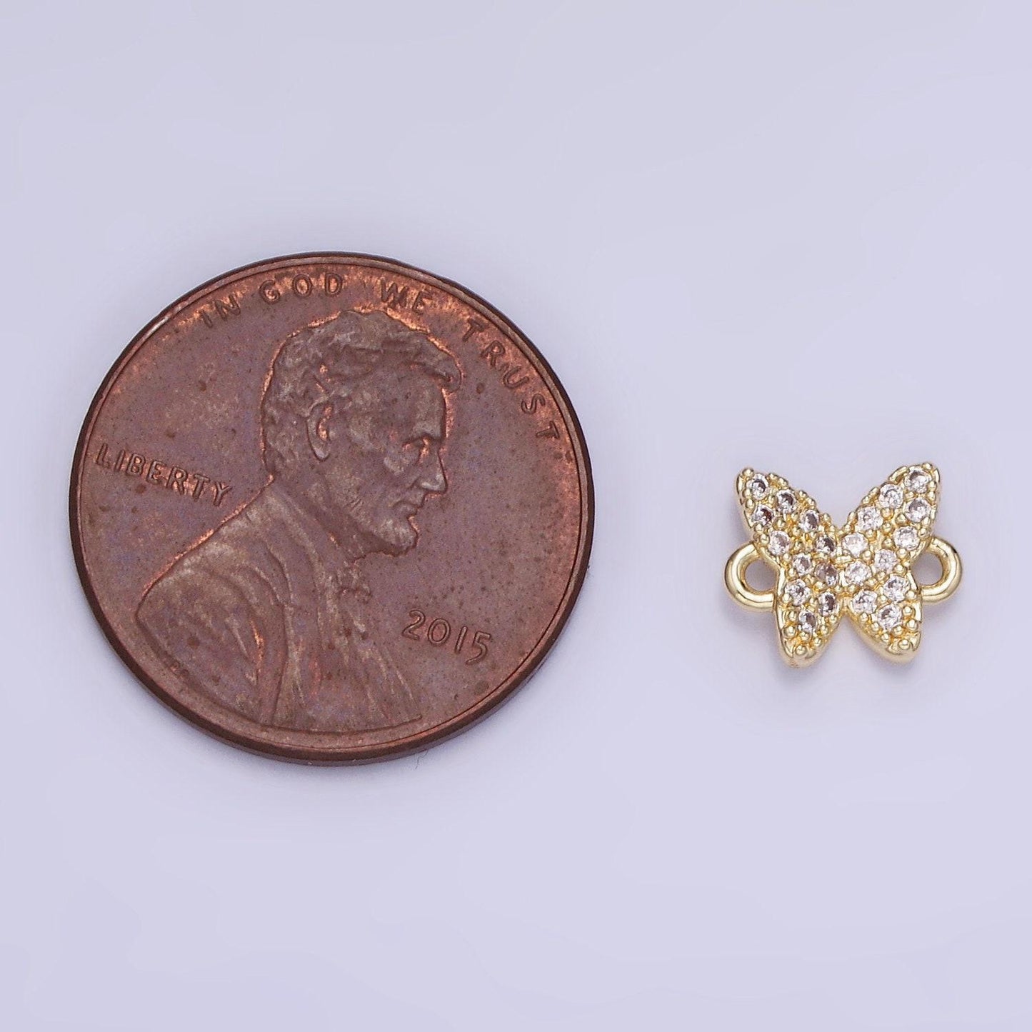 14k gold filled micro paved cz 7mm butterfly insect connector | g-293