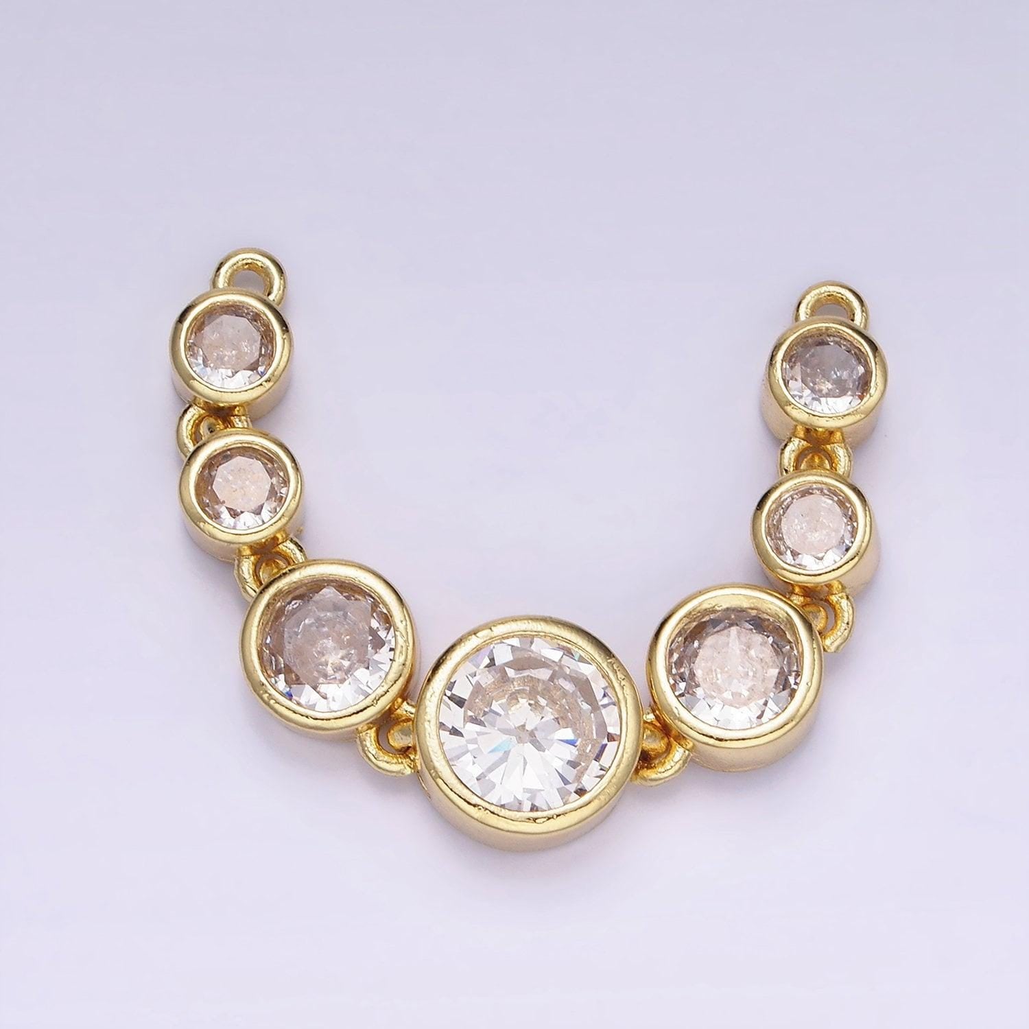 Long gold charm connector round bezel cut link connector for necklace bracelet jewelry making supply g-269