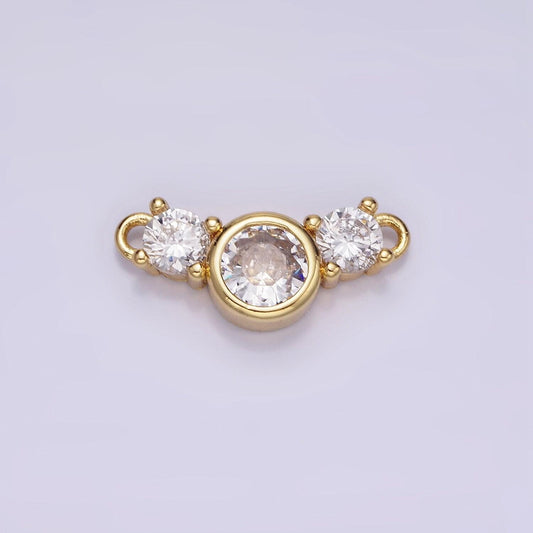 Mini diamond cubic zirconia charm connector 16k gold filled 19.5mm clear round cz link connector | g-268