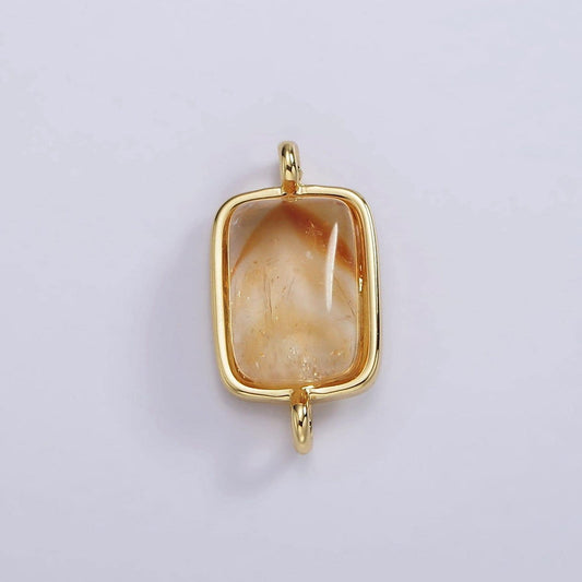 14k gold filled citrine gemstone rectangular bezel connector | g254