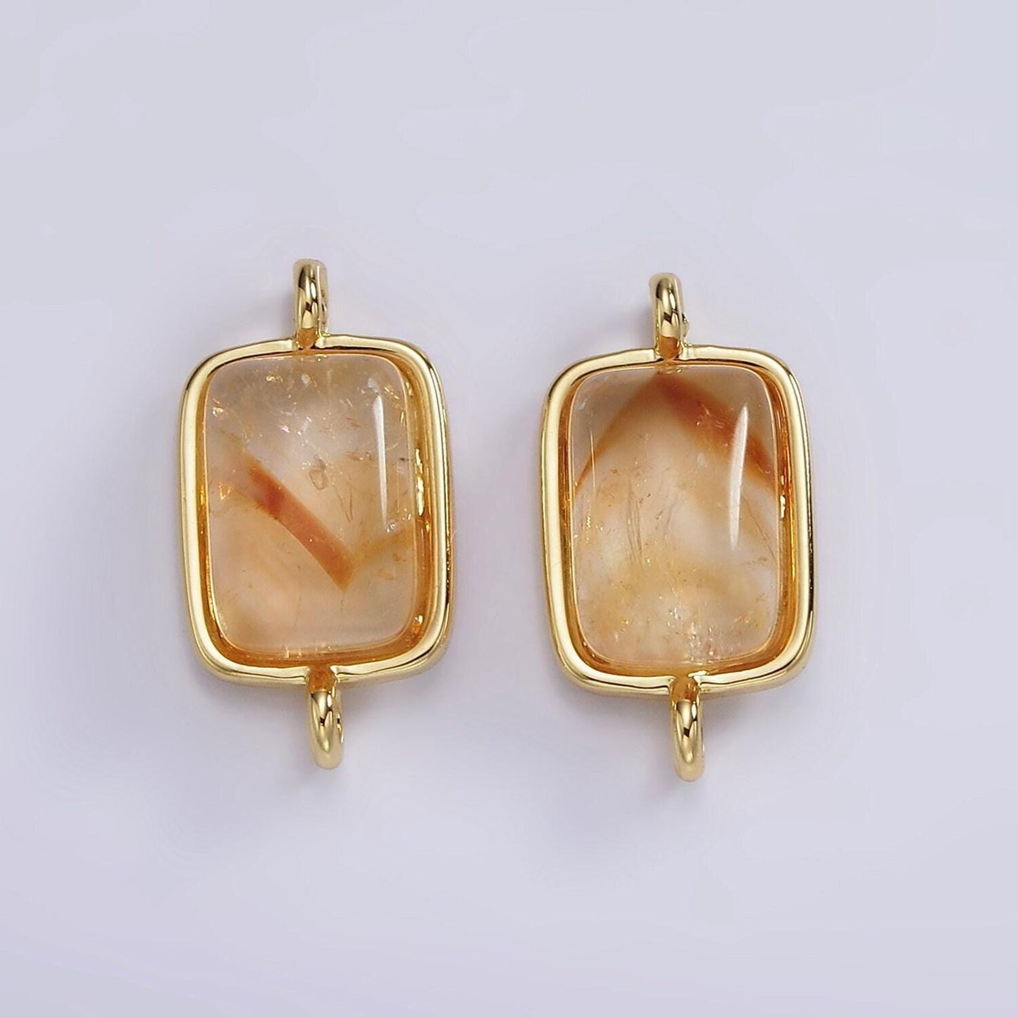 14k gold filled citrine gemstone rectangular bezel connector | g254