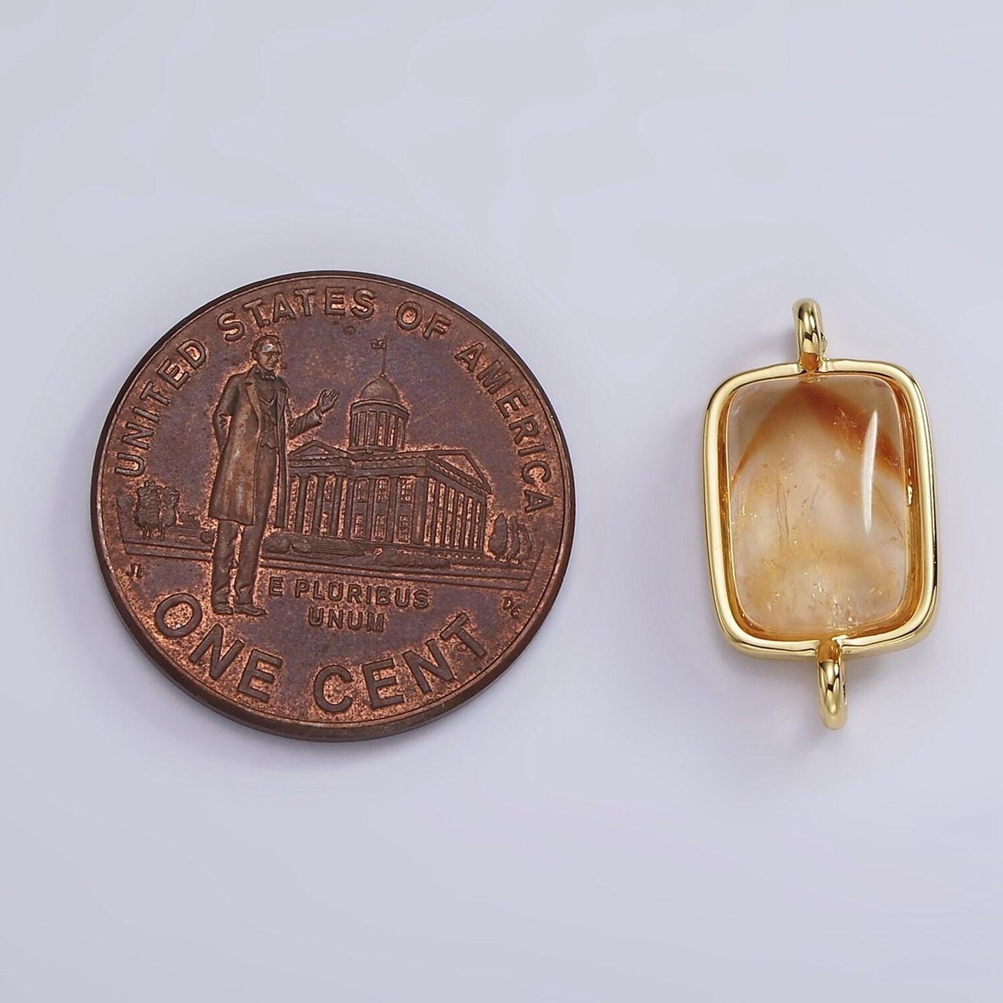 14k gold filled citrine gemstone rectangular bezel connector | g254