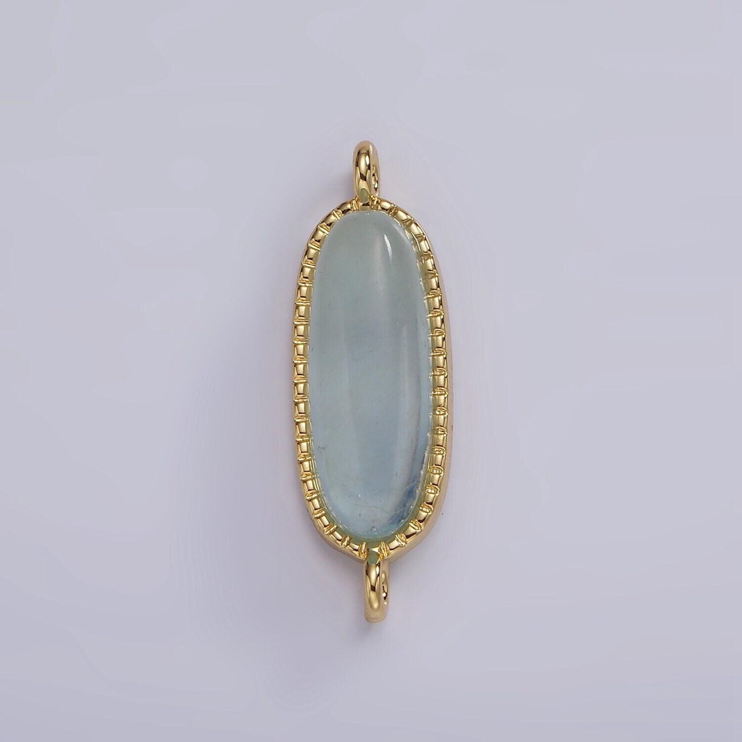 14k gold filled rose quartz, amazonite, labradorite, amethyst, topaz long oval bezel charm connector | g238