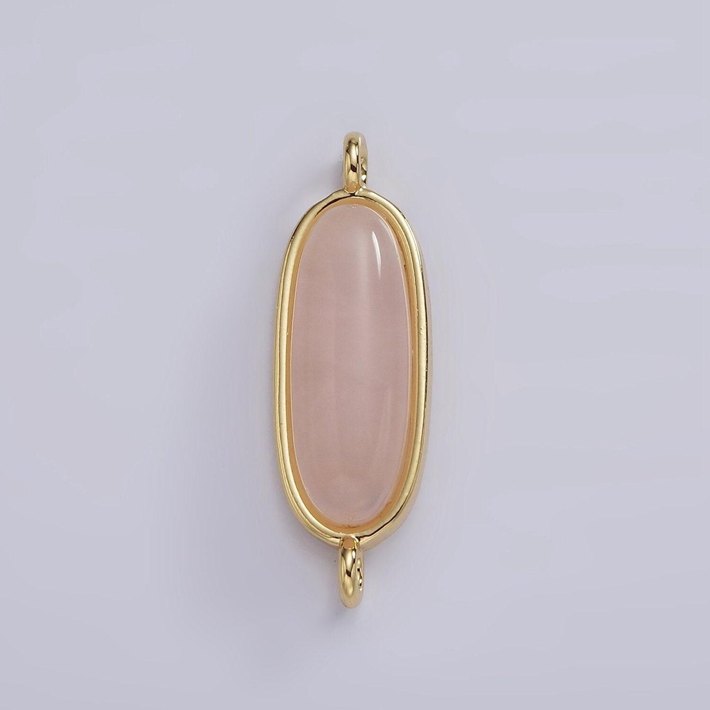 14k gold filled rose quartz, amazonite, labradorite, amethyst, topaz long oval bezel cut link charm connector for bracelet necklace | g229