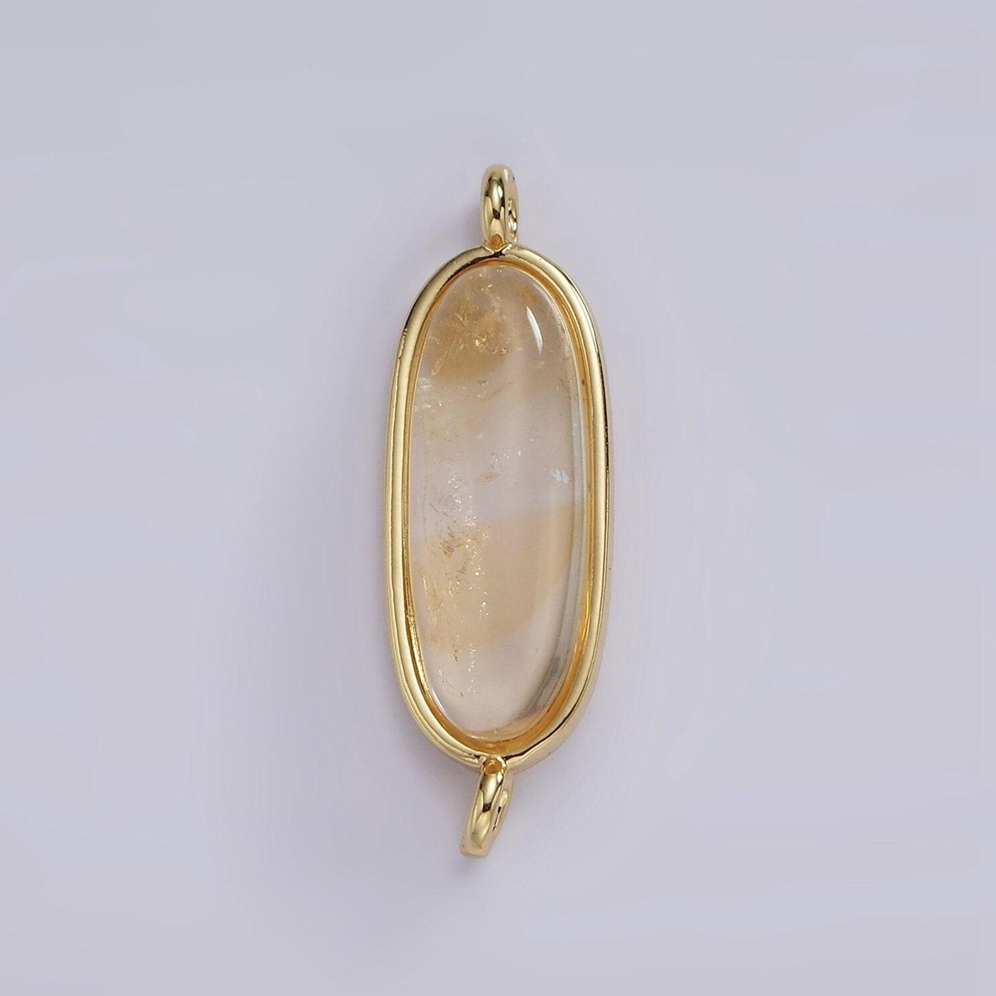 14k gold filled rose quartz, amazonite, labradorite, amethyst, topaz long oval bezel cut link charm connector for bracelet necklace | g229