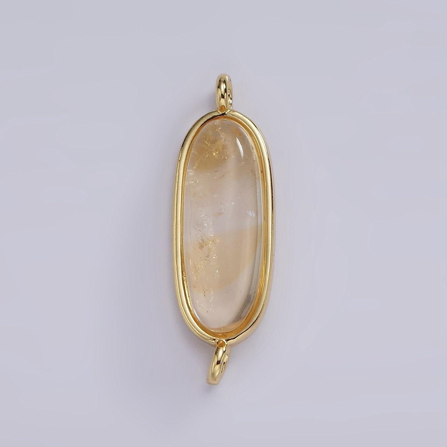 14k gold filled rose quartz, amazonite, labradorite, amethyst, topaz long oval bezel cut link charm connector for bracelet necklace | g229