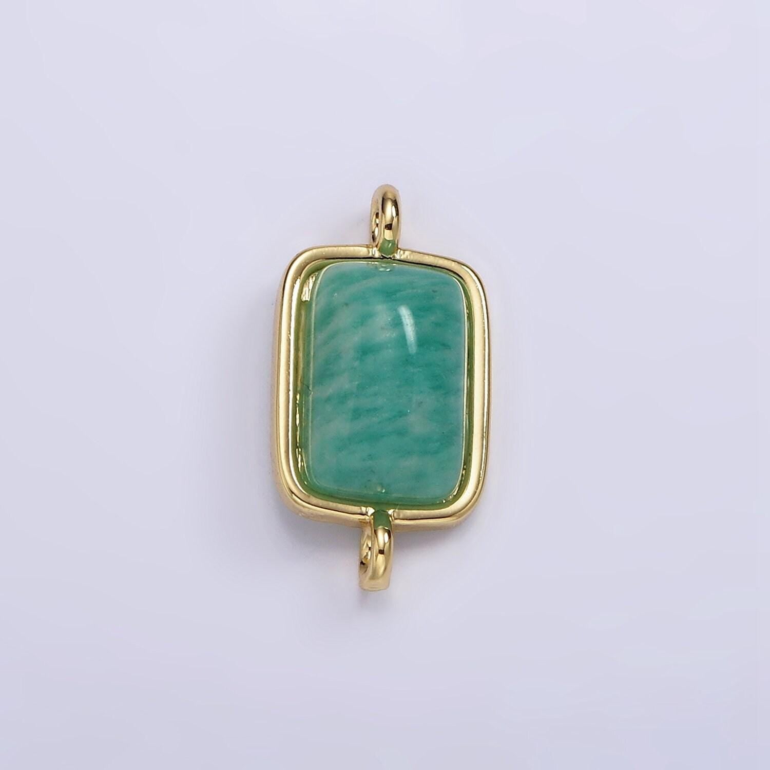 14k gold filled amazonite, moonstone, labradorite rectangular bezel connector | g222 - g224