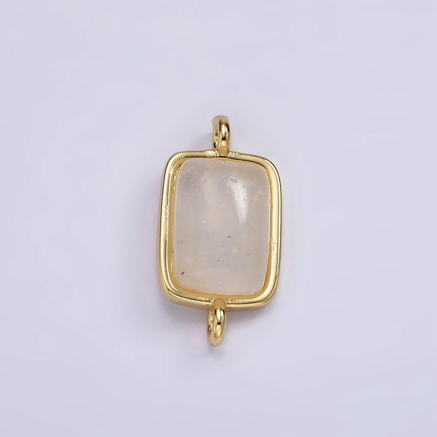 14k gold filled amazonite, moonstone, labradorite rectangular bezel connector | g222 - g224
