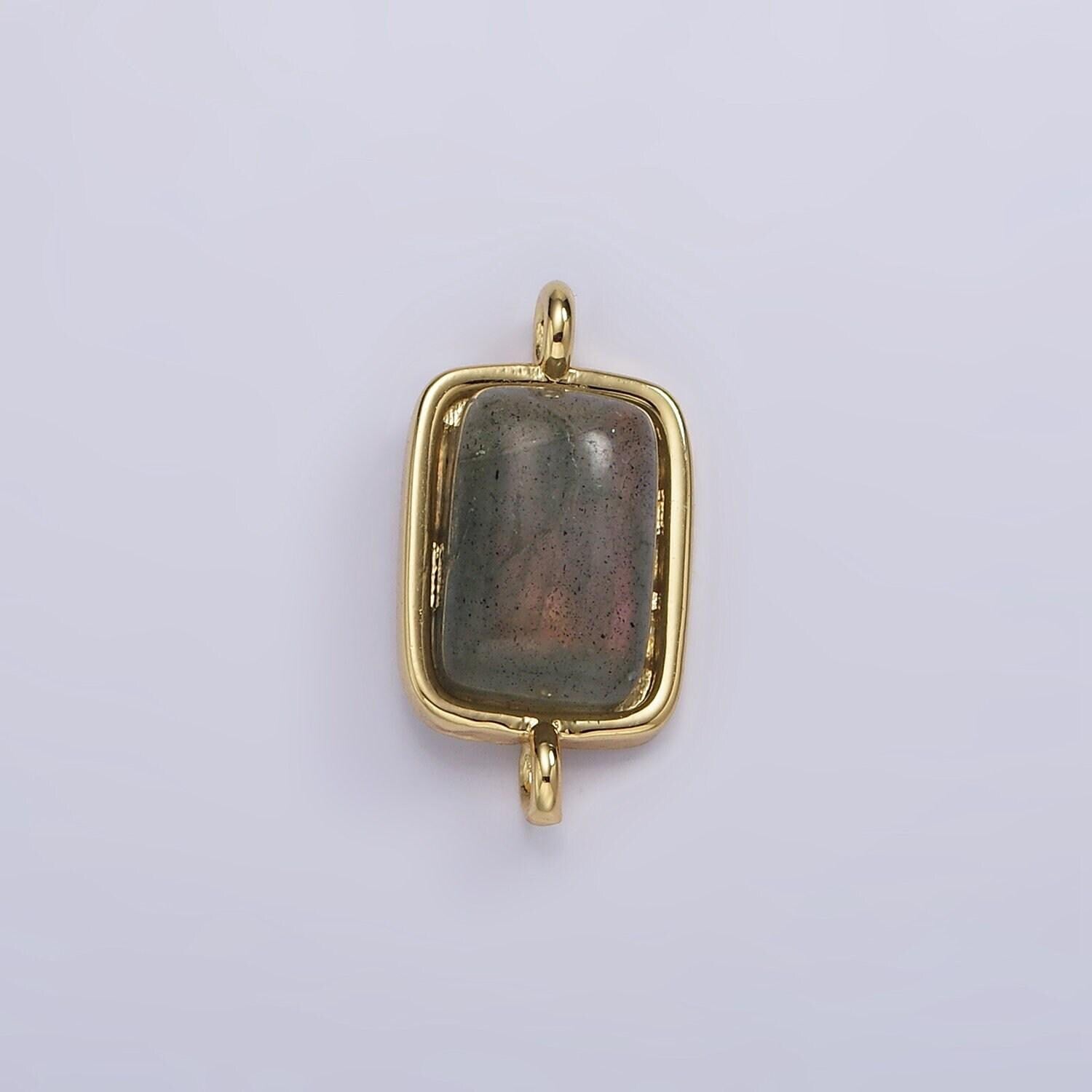 14k gold filled amazonite, moonstone, labradorite rectangular bezel connector | g222 - g224