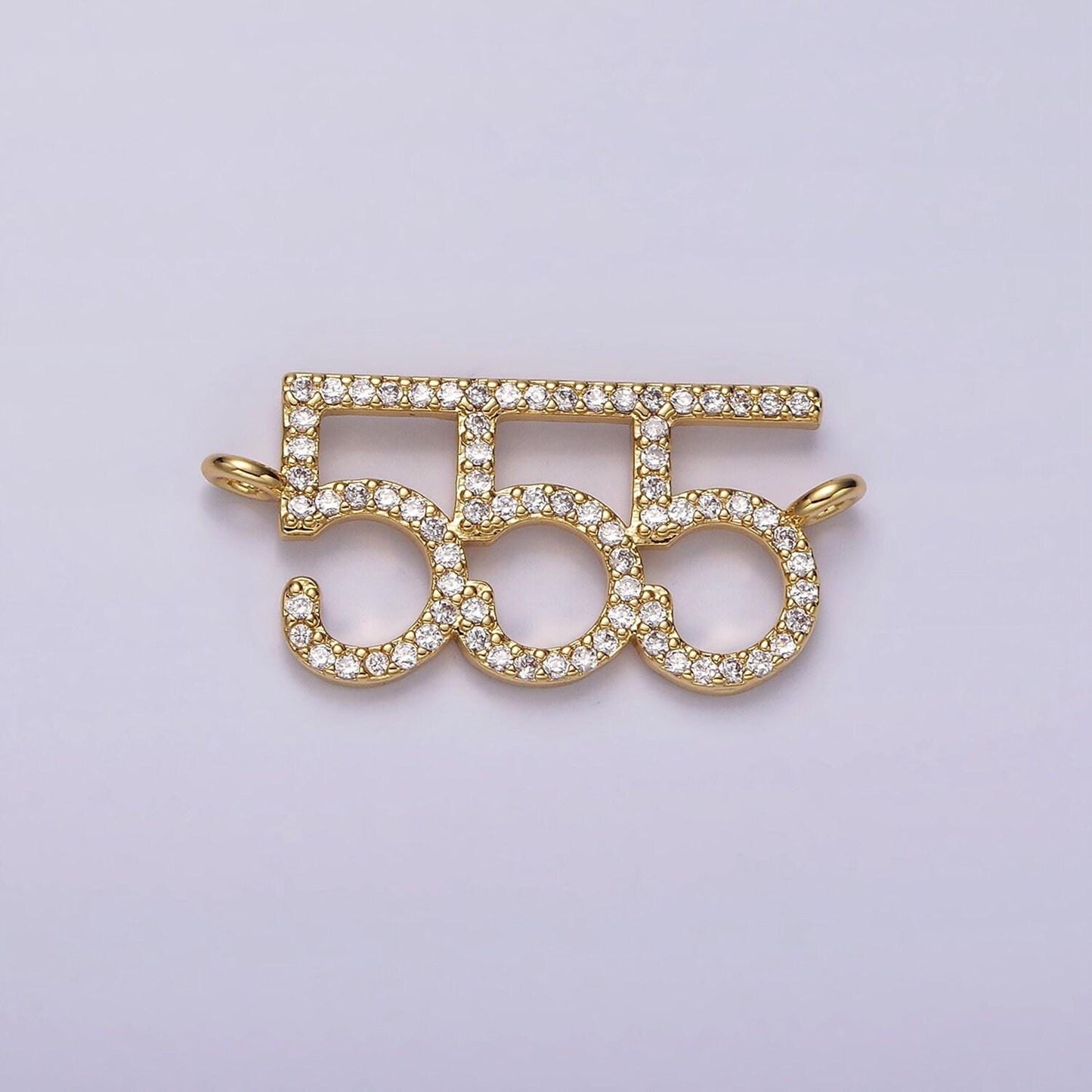 14k gold filled angel number numerology micro paved cz script charm connector for necklace bracelet supply | g184 - g192