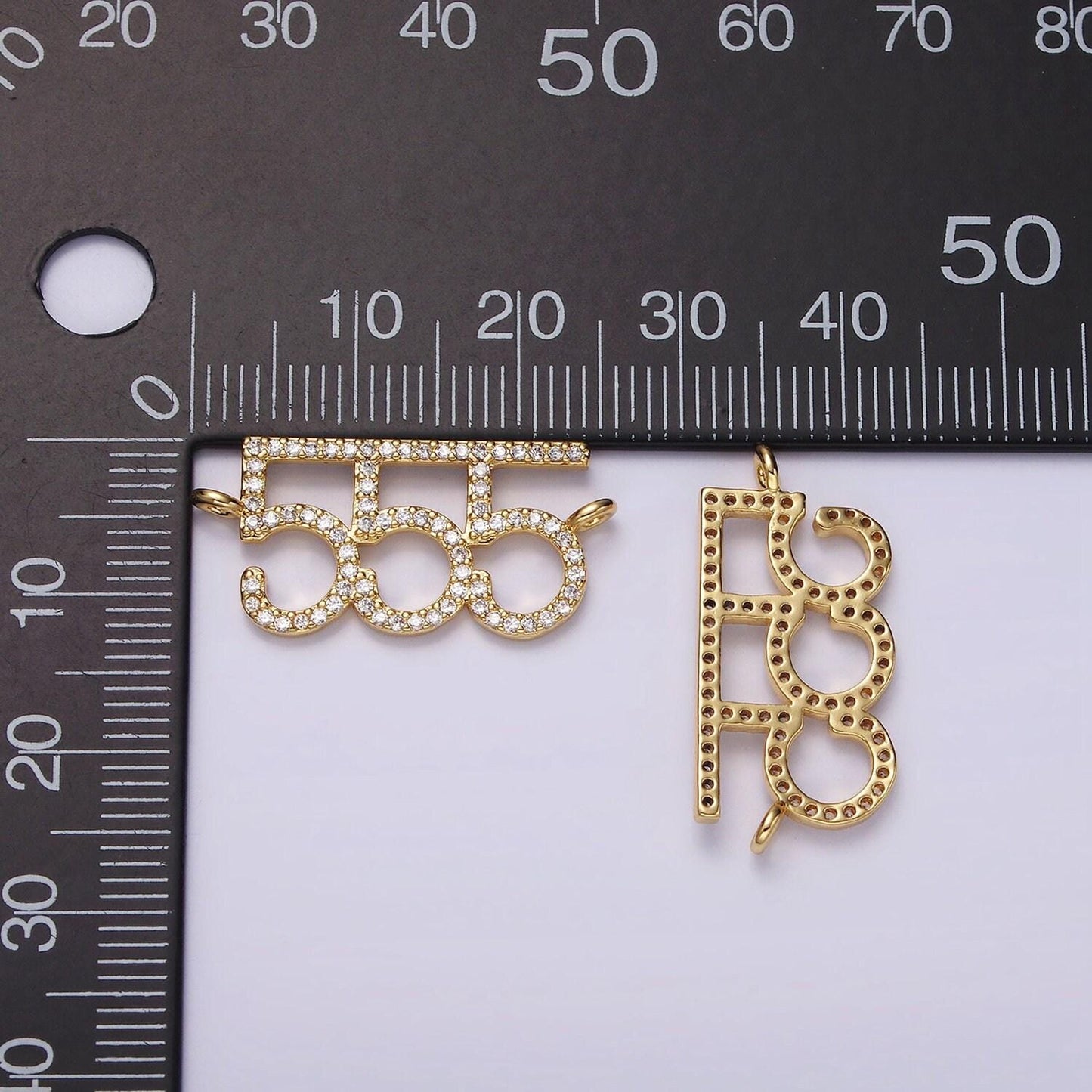 14k gold filled angel number numerology micro paved cz script charm connector for necklace bracelet supply | g184 - g192