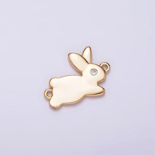 14k gold filled 10mm running rabbit bunny animal cz connector | g127