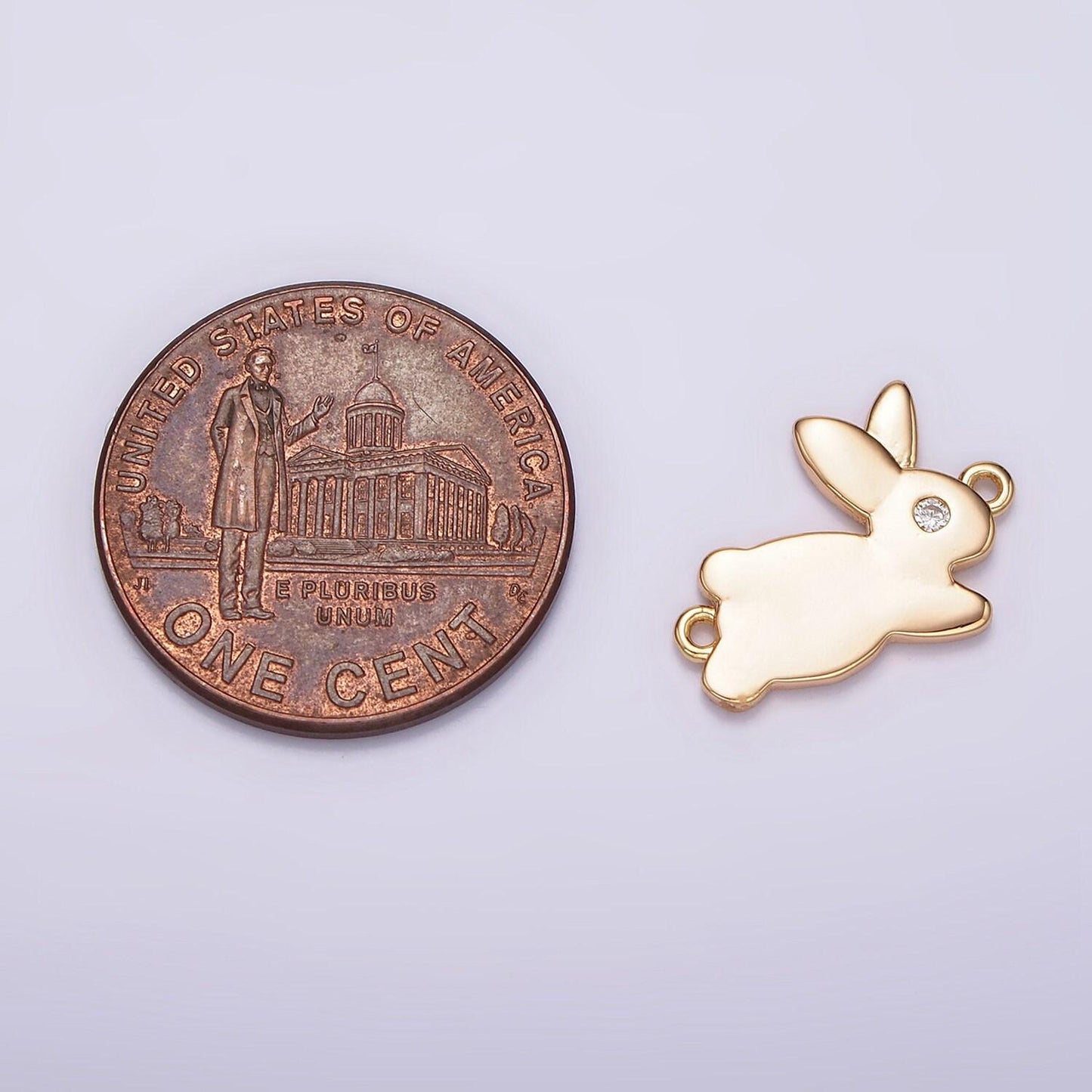 14k gold filled 10mm running rabbit bunny animal cz connector | g127