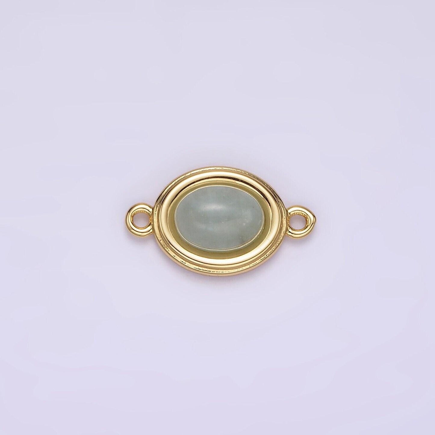 14k gold filled blue agate, peridot, blue kyanite, lapis lazuli, sunstone, pink opal bezel oval connector | g100 - g105