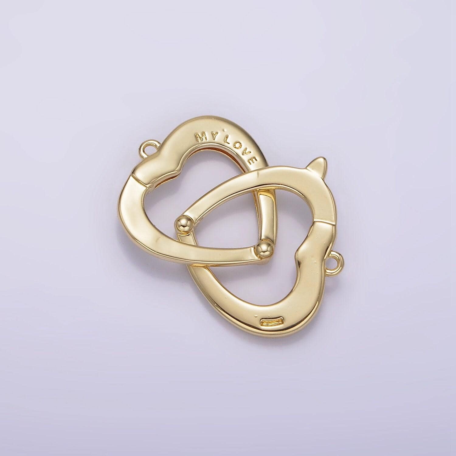 14k gold filled my love engraved double heart charm connector link connector for bracelet necklace supply | g079