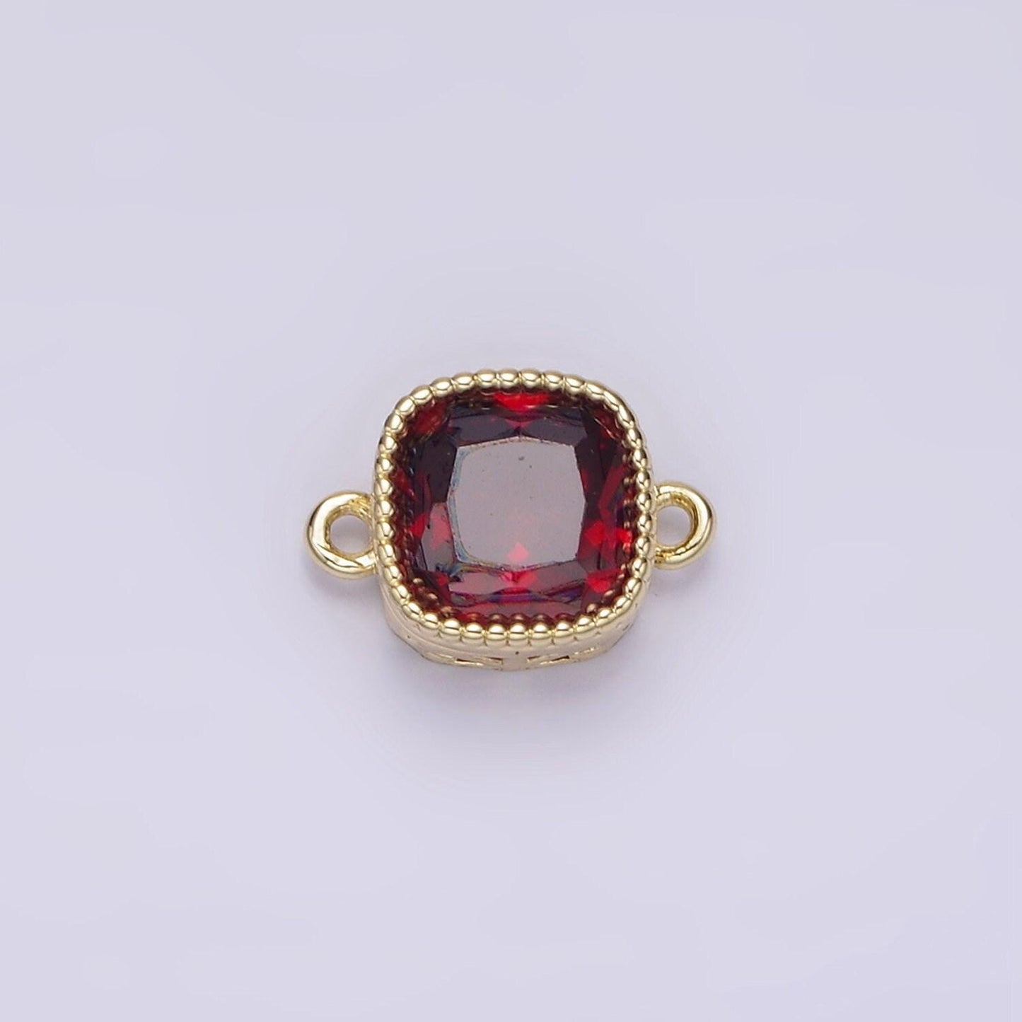 14k gold filled purple red pink clear peach cz square connector | g065 - g074