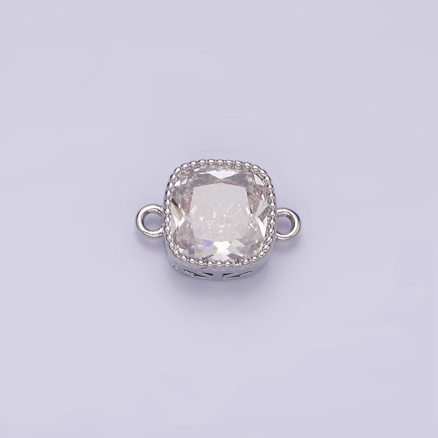 14k gold filled purple red pink clear peach cz square connector | g065 - g074