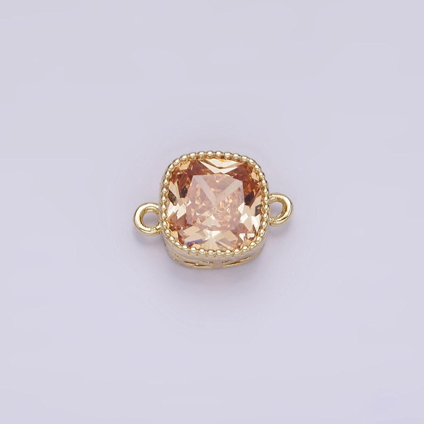 14k gold filled purple red pink clear peach cz square connector | g065 - g074