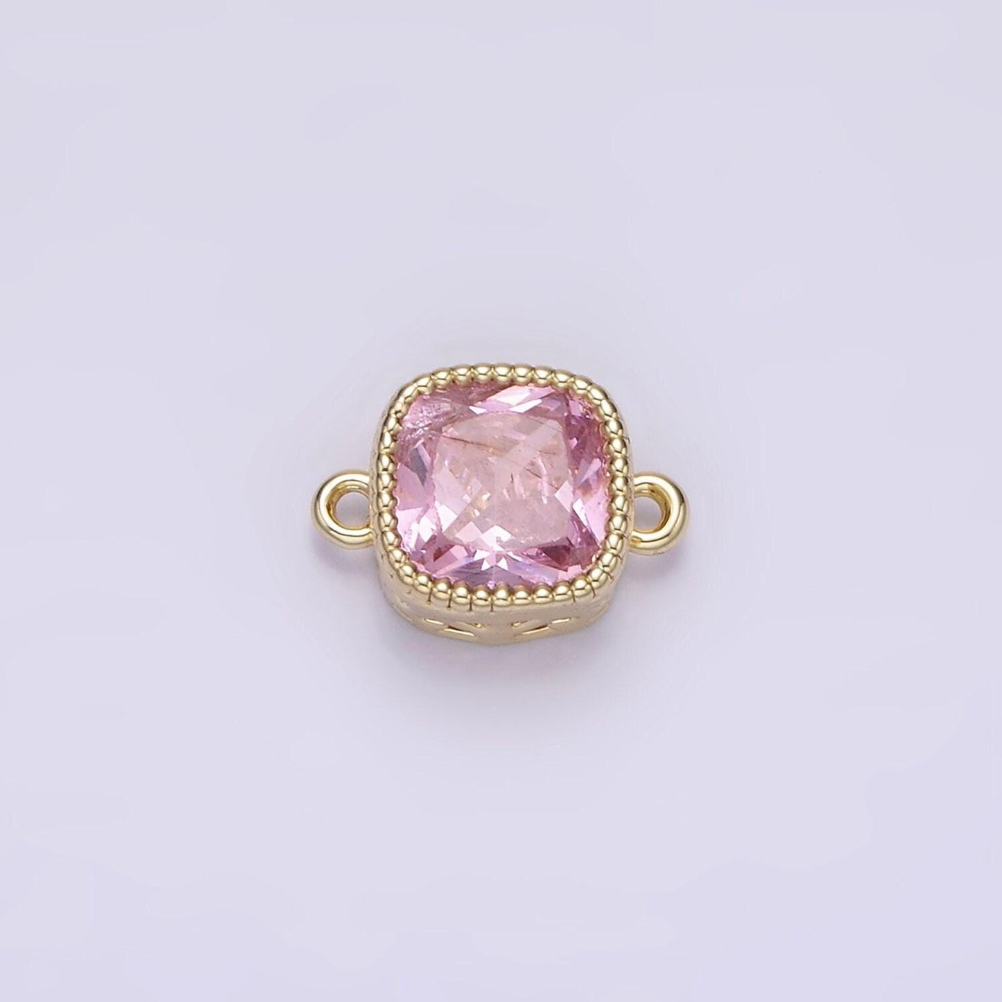 14k gold filled purple red pink clear peach cz square connector | g065 - g074