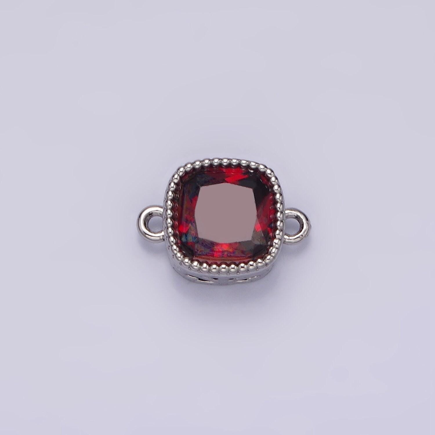 14k gold filled purple red pink clear peach cz square connector | g065 - g074