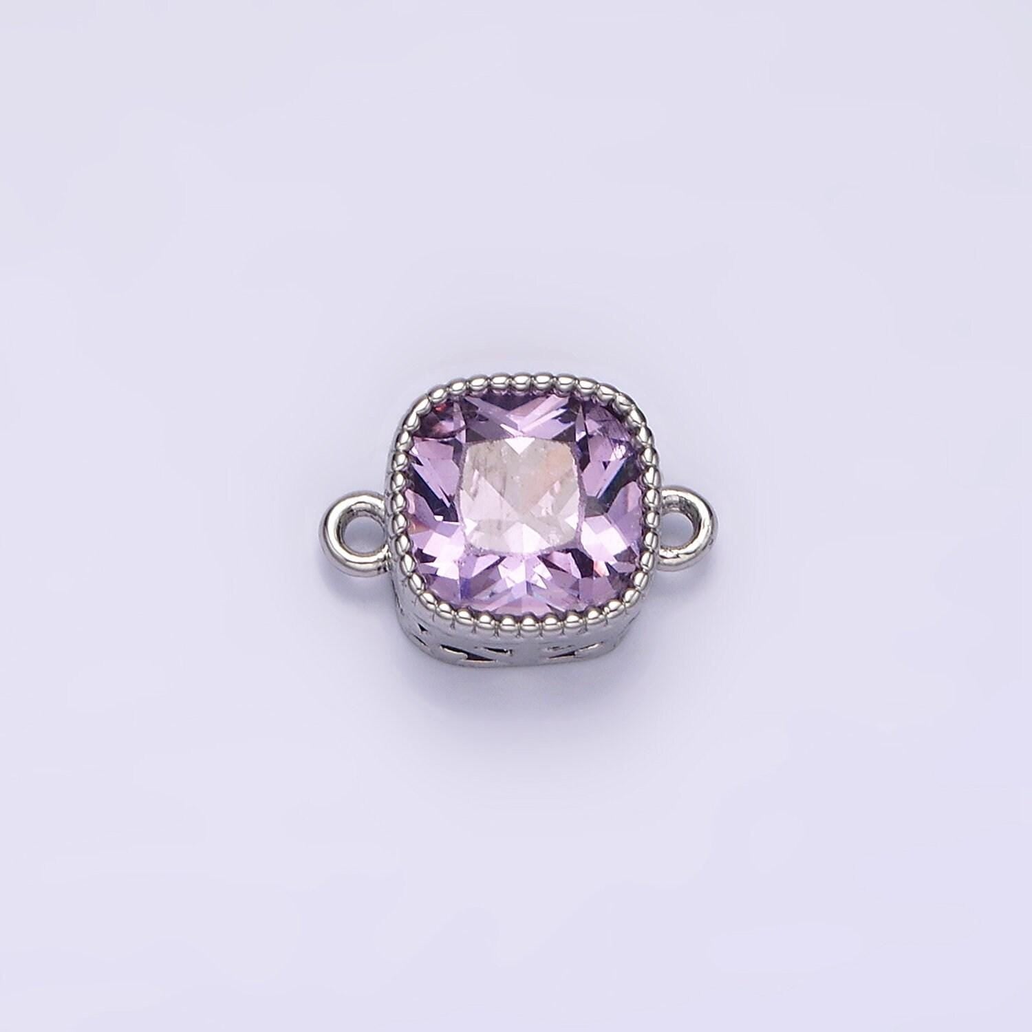 14k gold filled purple red pink clear peach cz square connector | g065 - g074