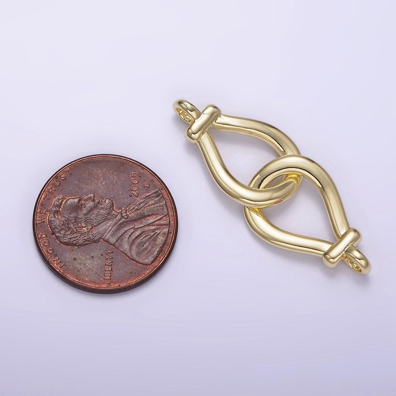 14k gold filled open teardrop over lap loop band minimalist connector | g063