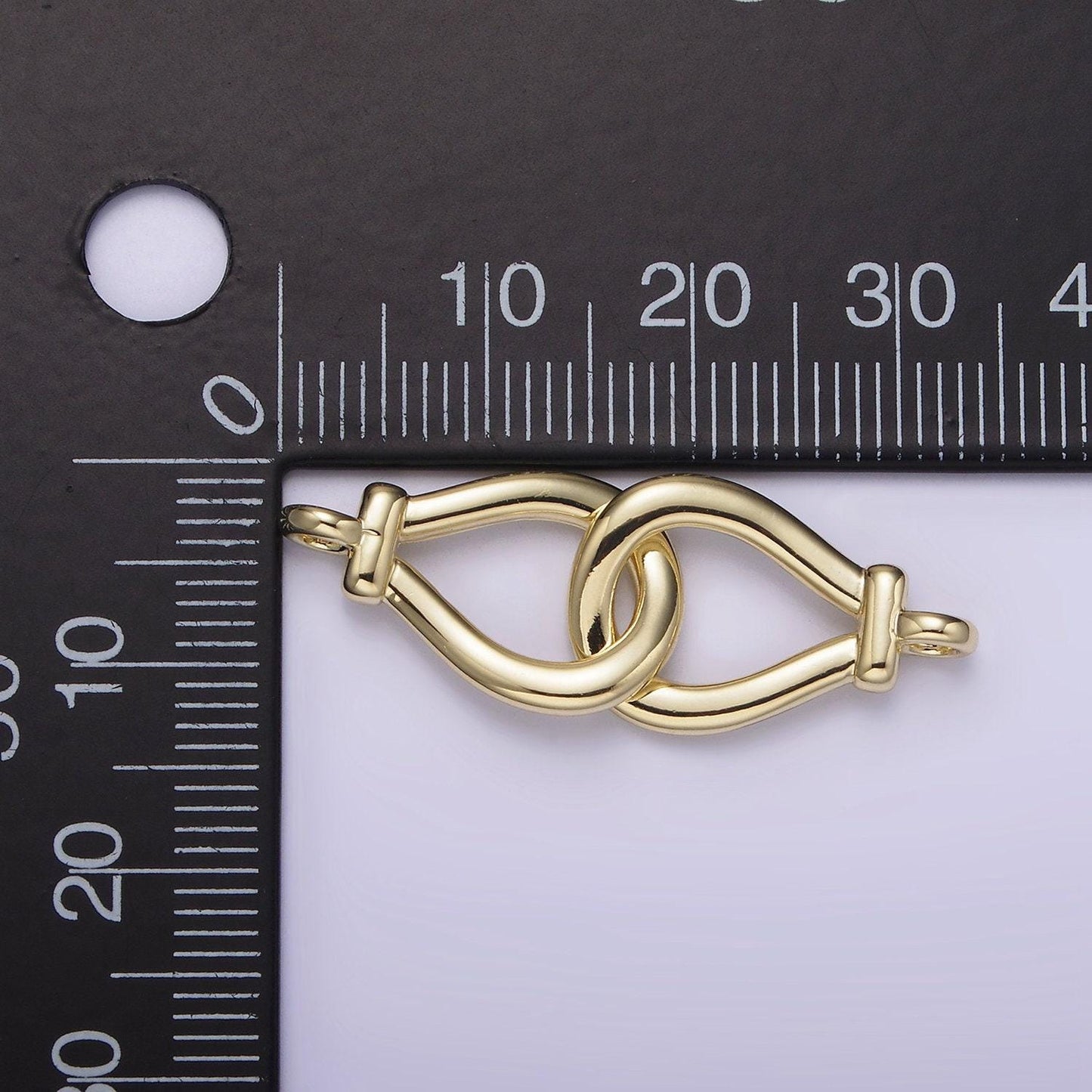 14k gold filled open teardrop over lap loop band minimalist connector | g063
