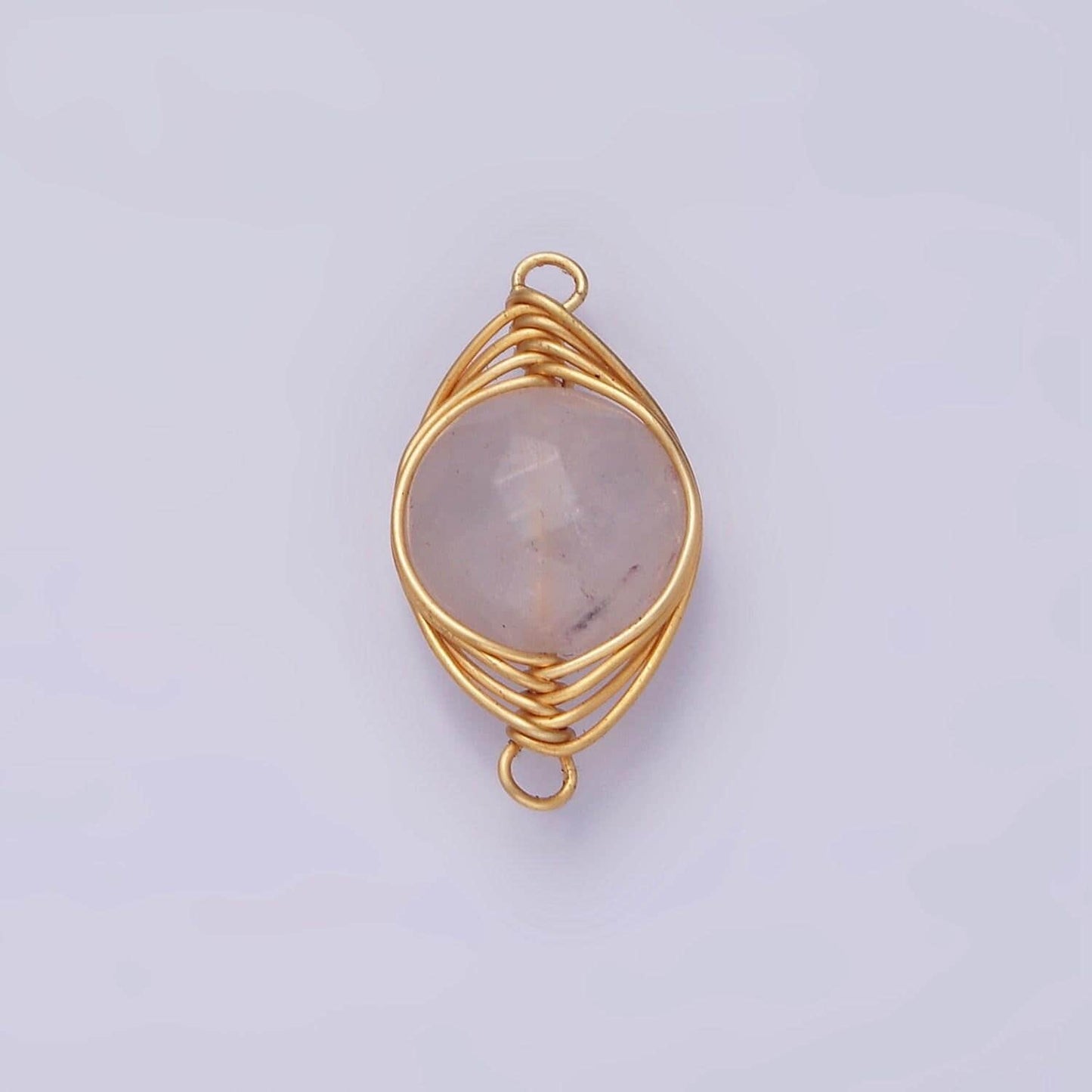 14k gold filled amethyst, clear quartz multifaceted round wire wrapped connector | g-052 g-053