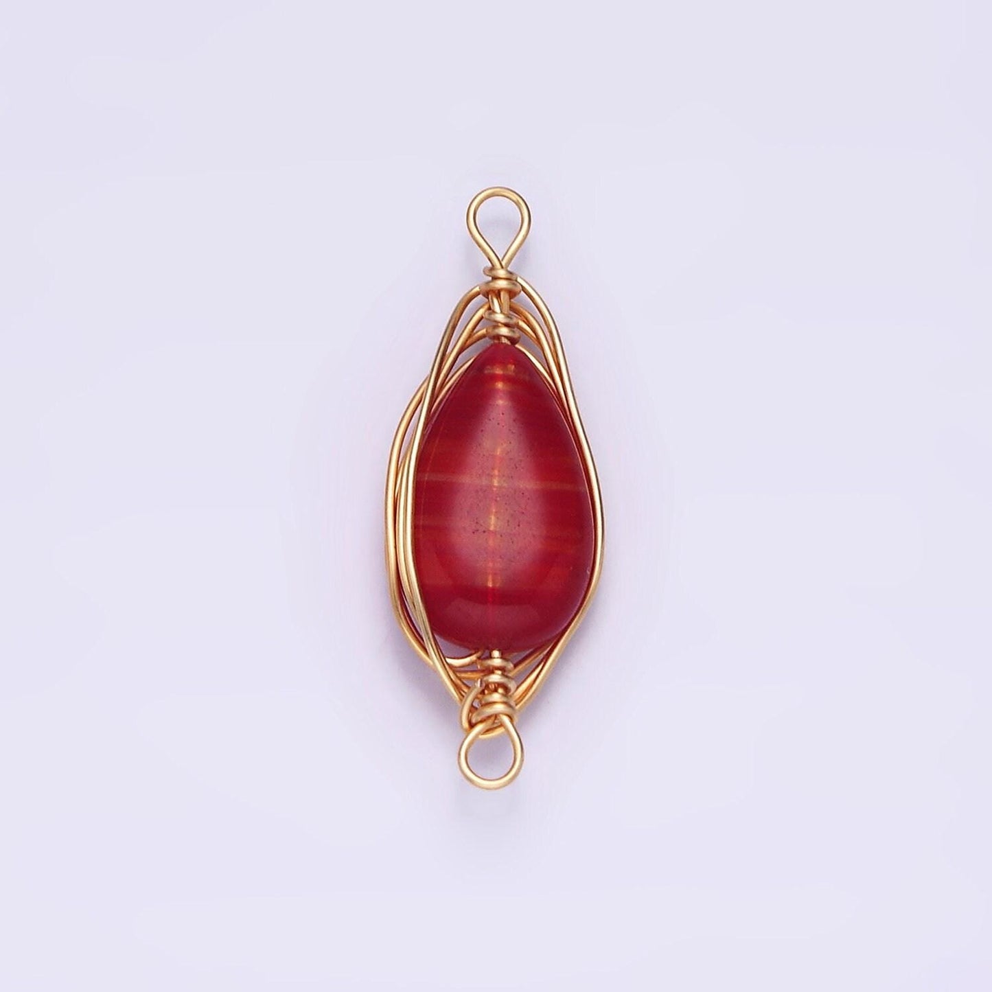 14k gold filled carnelian, amethyst, rose quartz teardrop pear wire wrapped connector | g049 - g051