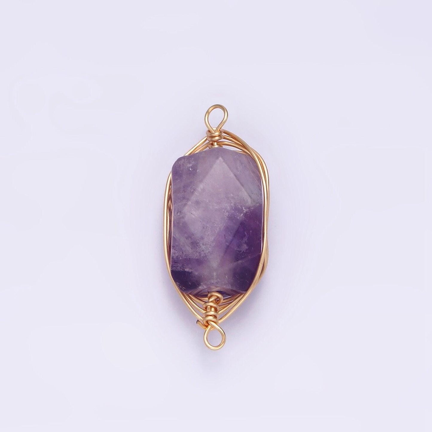 14k gold filled amethyst, prehnite, amazonite, clear quartz, rose quartz wire wrapped connector | g044 - g048