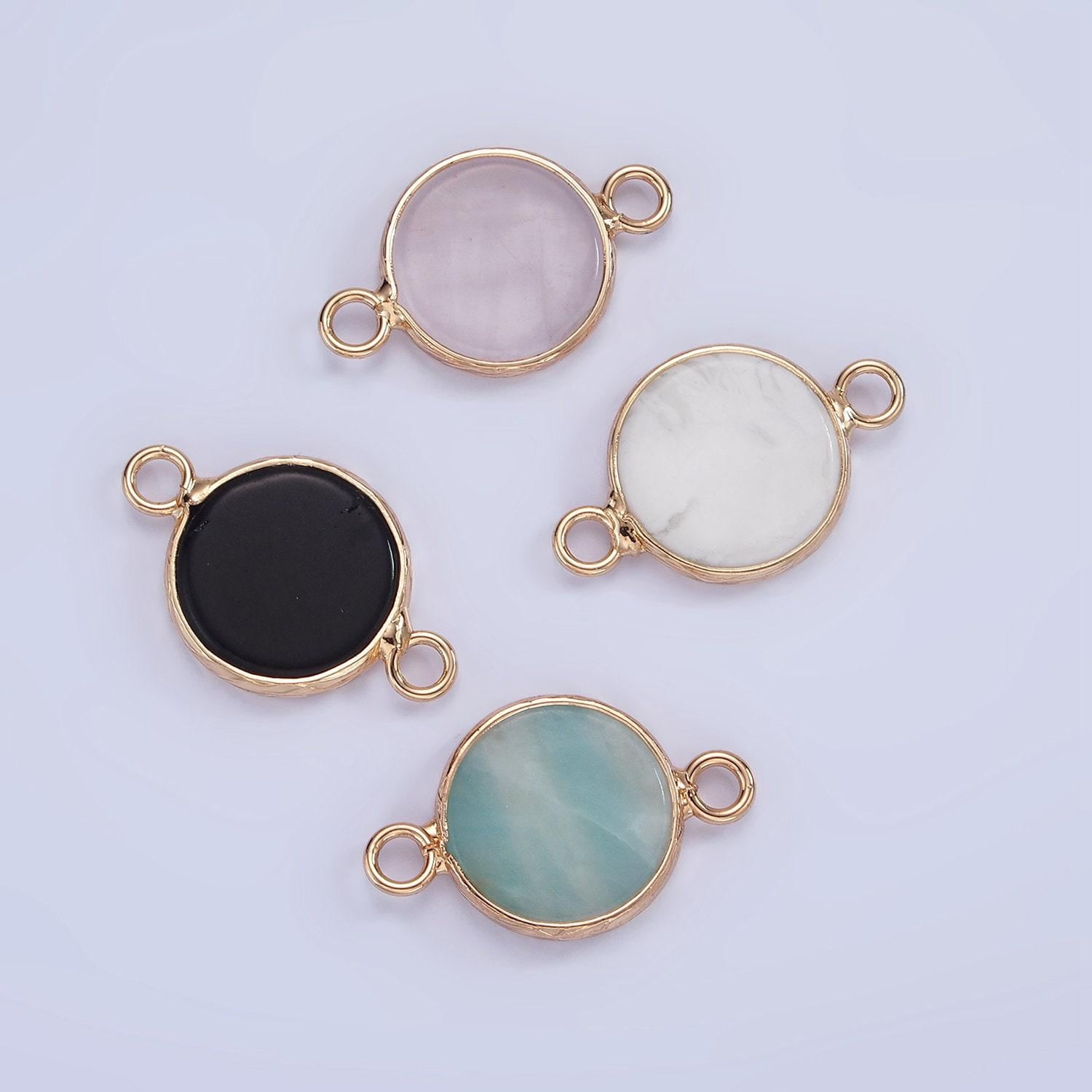 14k gold filled howlite, amazonite, rose quartz, onyx round connector | g024 g207 - g029