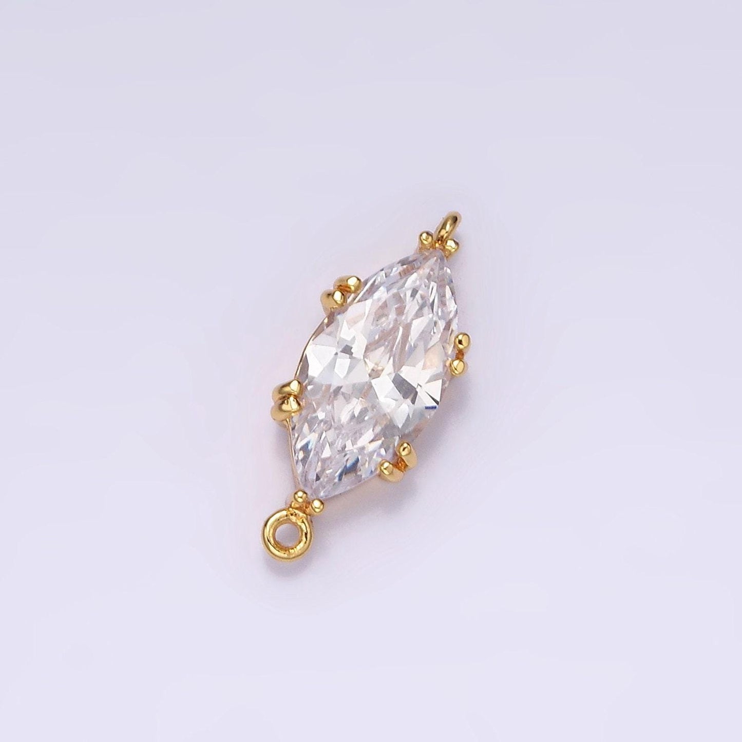 16k gold filled 16.5mm clear marquise cz connector | g-023