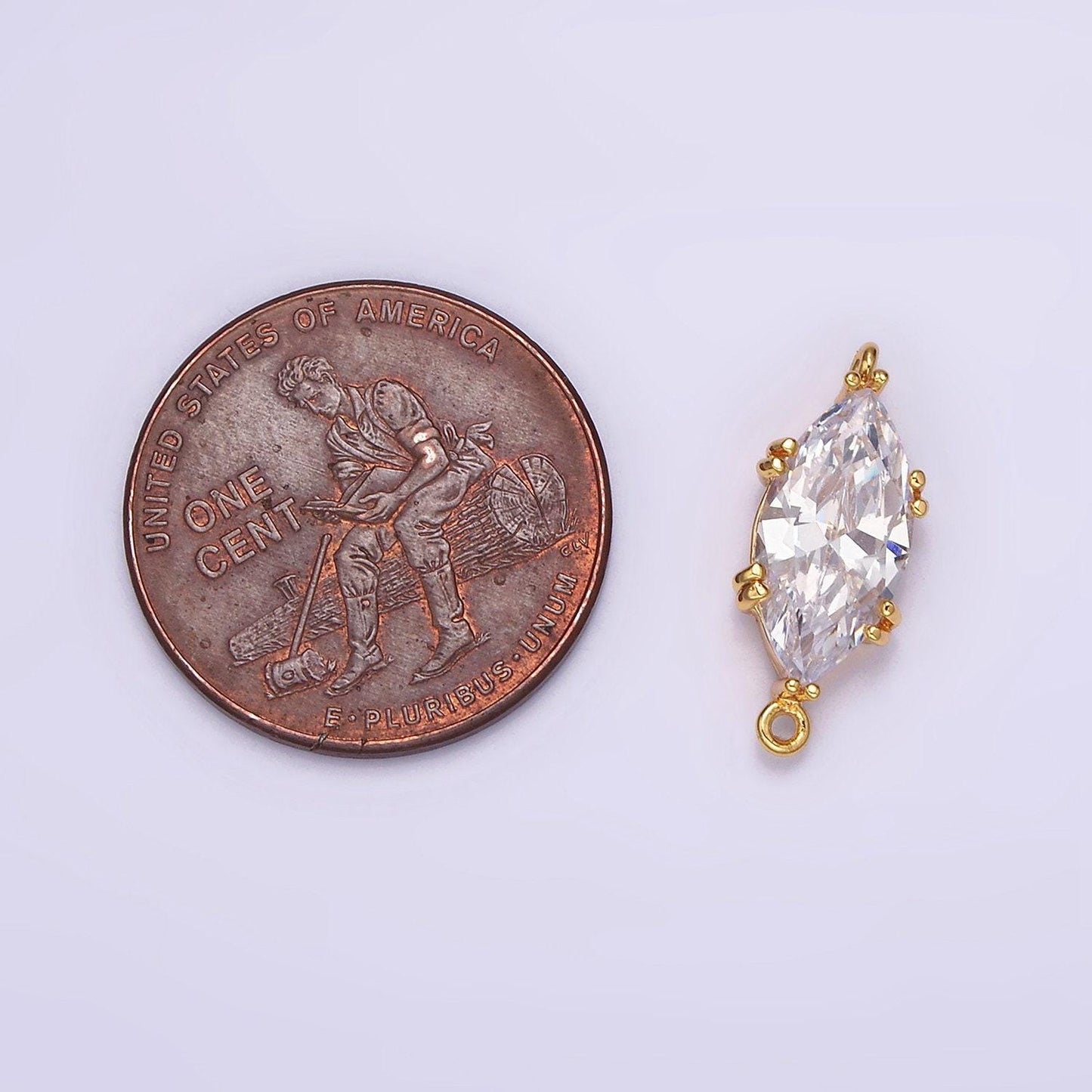 16k gold filled 16.5mm clear marquise cz connector | g-023