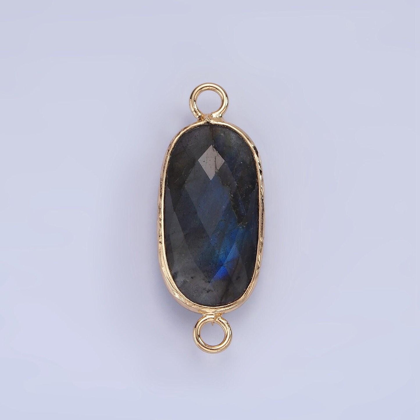 14k gold filled 29.2mm natural gemstone oval multifaceted connector | g014-g023