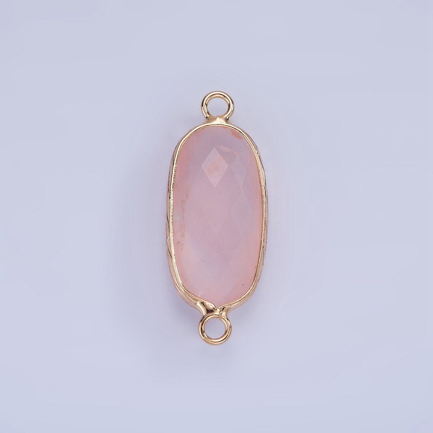 14k gold filled 29.2mm natural gemstone oval multifaceted connector | g014-g023
