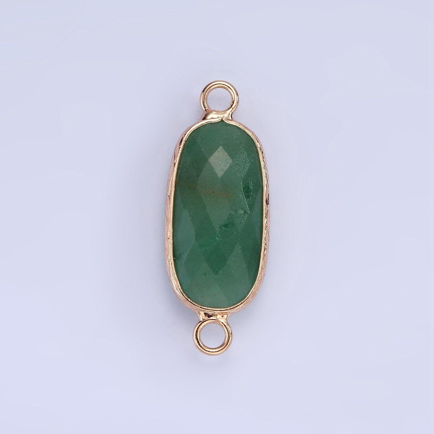14k gold filled 29.2mm natural gemstone oval multifaceted connector | g014-g023