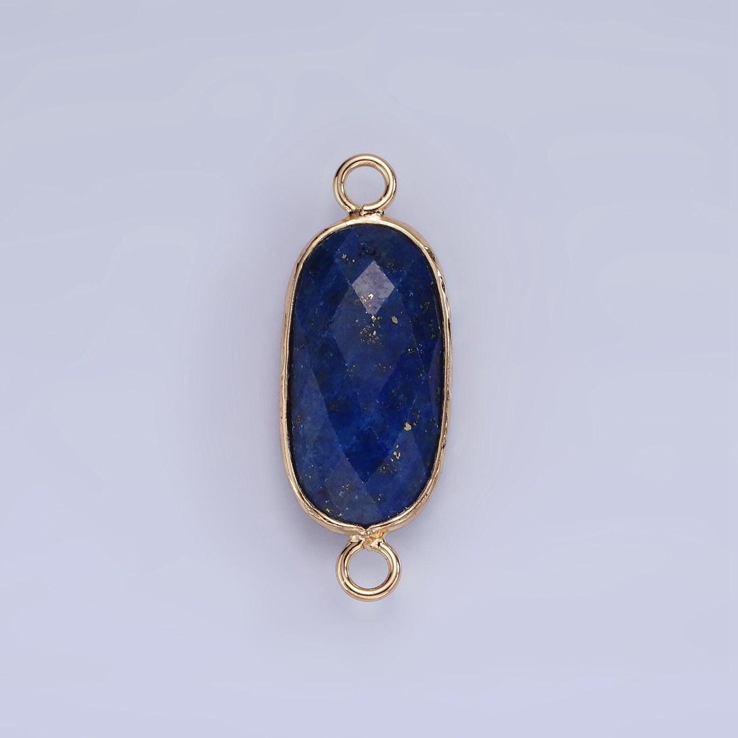 14k gold filled 29.2mm natural gemstone oval multifaceted connector | g014-g023