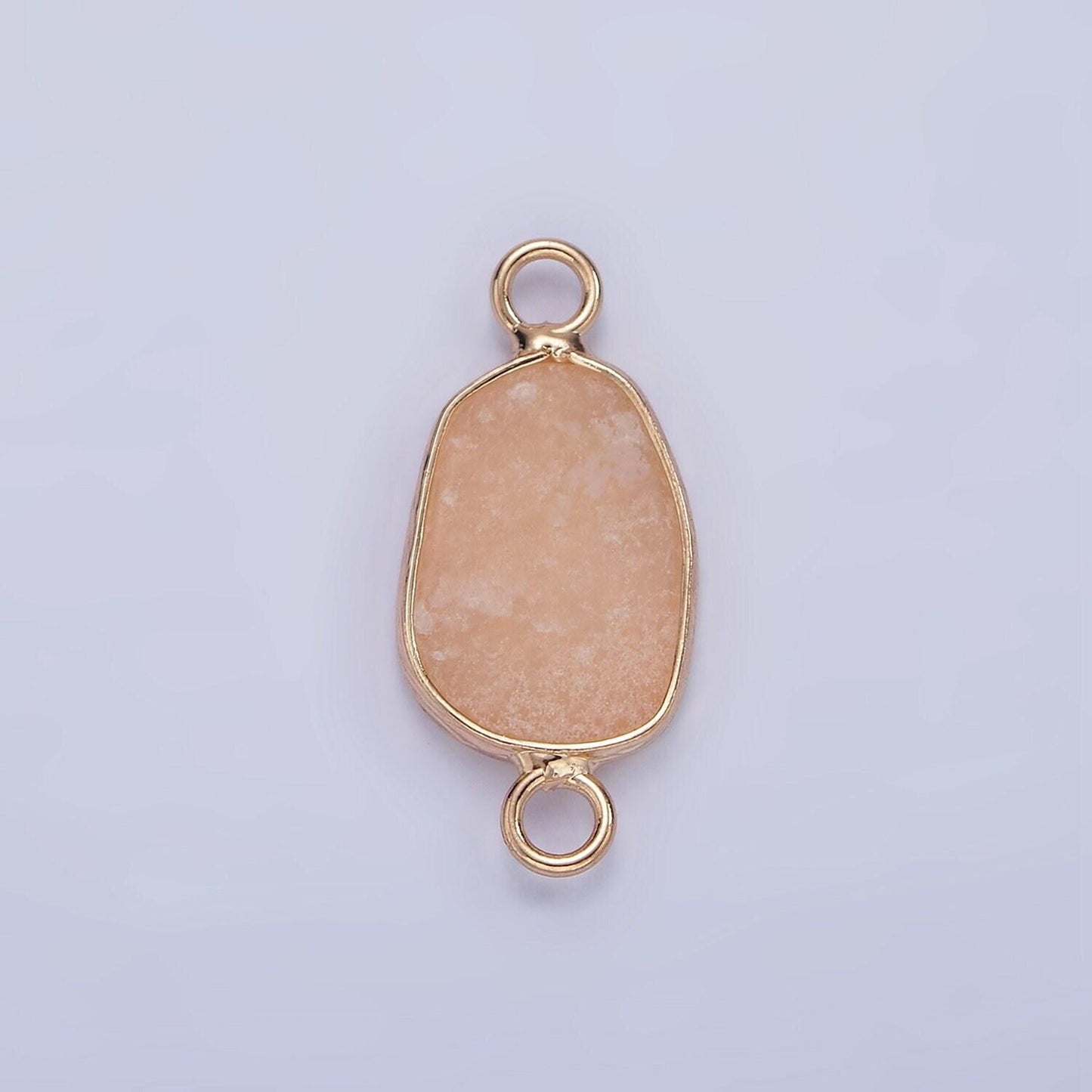 14k gold filled rose quartz, pink quartz, amethyst abstract oval bezel connector | g011 - g013