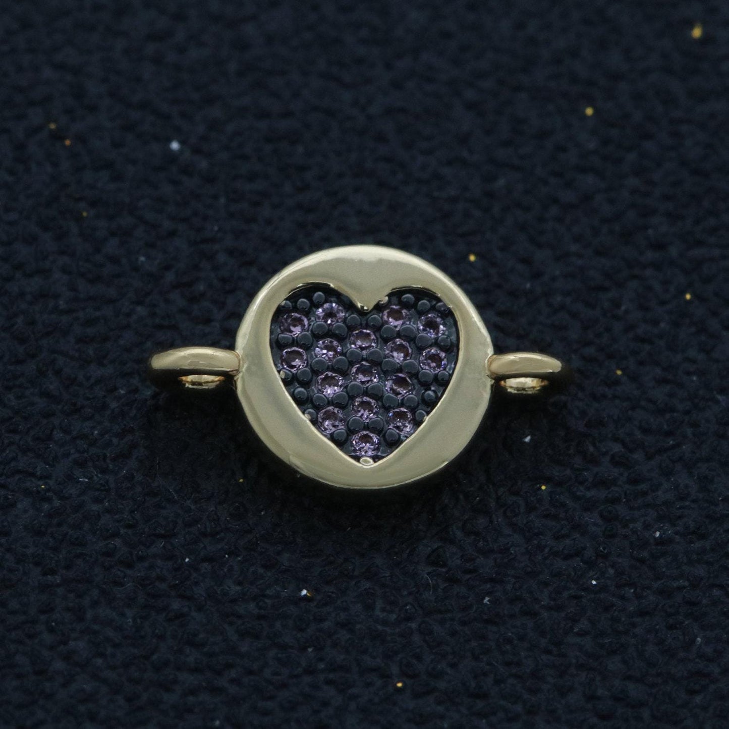 1pc gold filled round cz micro pave connector, cz heart, moon, star, lighting, cross bracelet connector making supply findings f-911- f-915