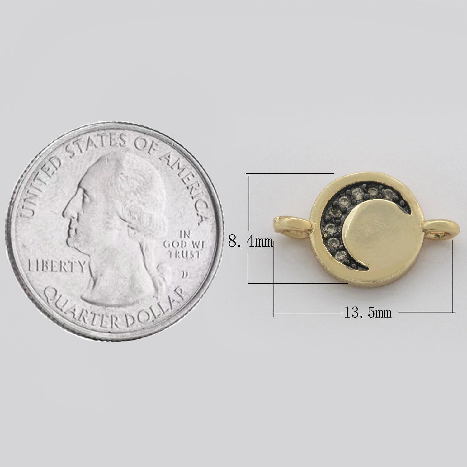 1pc gold filled round cz micro pave connector, cz heart, moon, star, lighting, cross bracelet connector making supply findings f-911- f-915