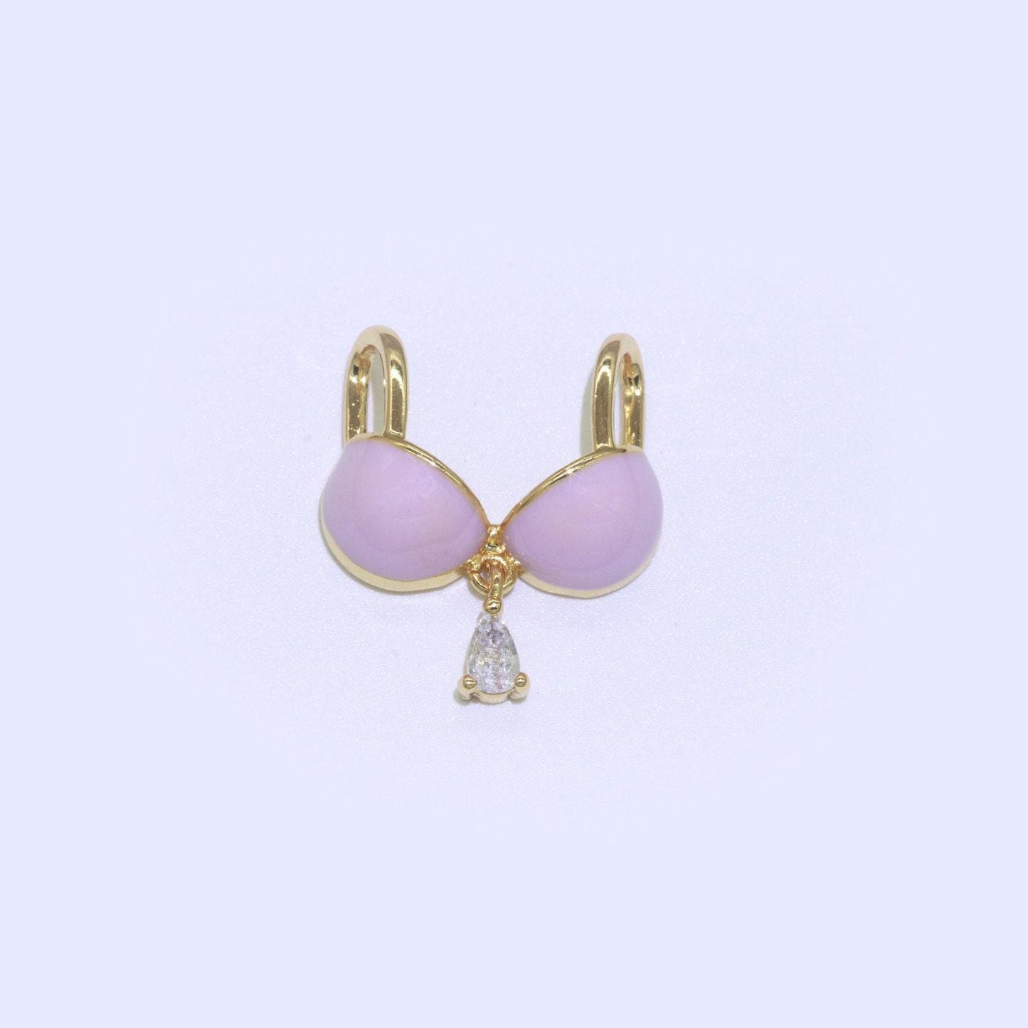 Dainty enamel bra charm cubic dangle tear drop shape pendant 14k gold filled bikini charm for statement minimalist necklace for women