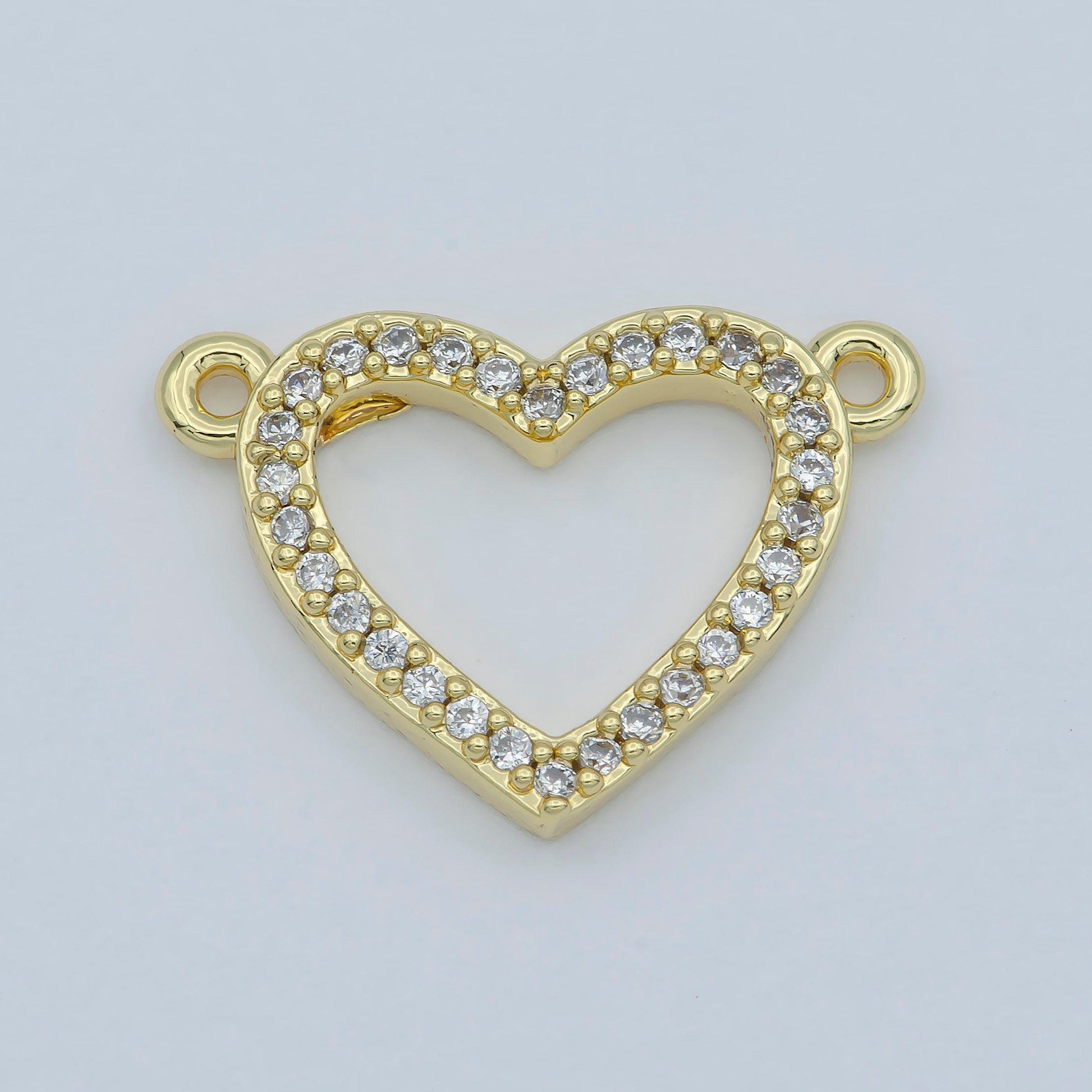 14k gold filled clear micro pave cz heart charm connector micro pave cz heart bracelet connector for bracelet necklace supply diy jewelry