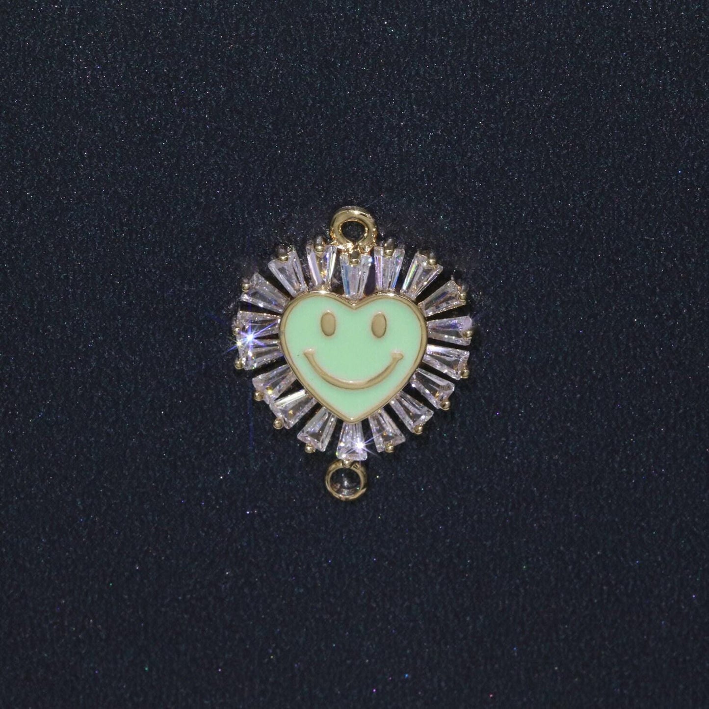 Heart smile face charm cubic happy face pendant for necklace earring component enamel y2k jewelry trend white teal pink blue f-844