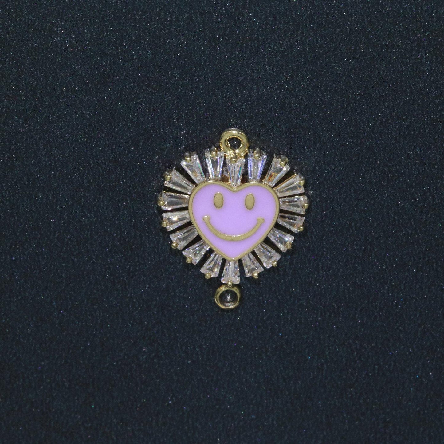 Heart smile face charm cubic happy face pendant for necklace earring component enamel y2k jewelry trend white teal pink blue f-844