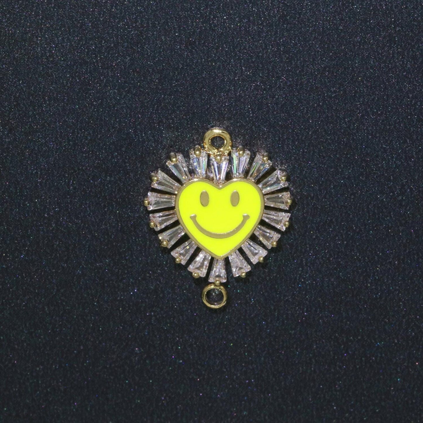 Heart smile face charm cubic happy face pendant for necklace earring component enamel y2k jewelry trend white teal pink blue f-844