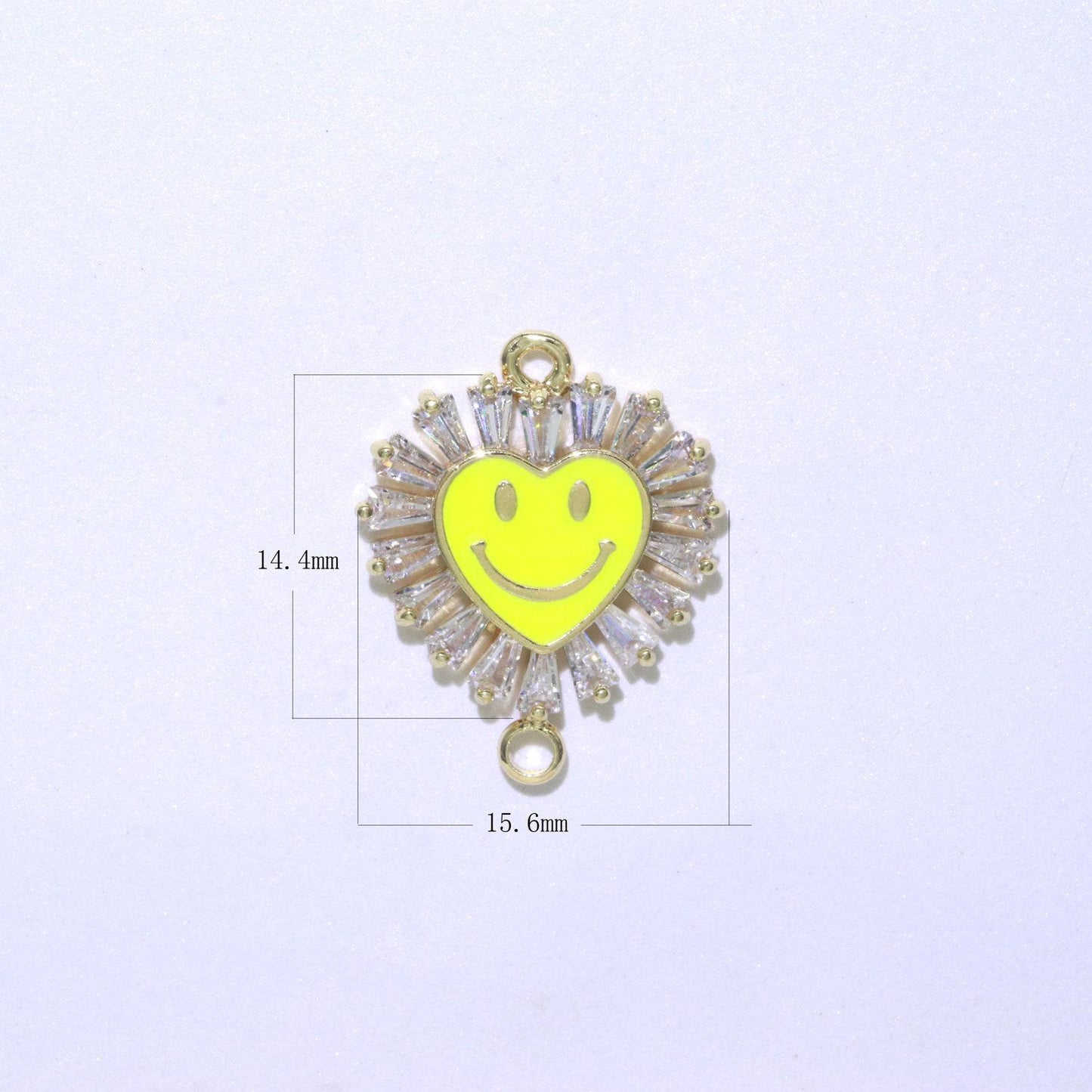 Heart smile face charm cubic happy face pendant for necklace earring component enamel y2k jewelry trend white teal pink blue f-844