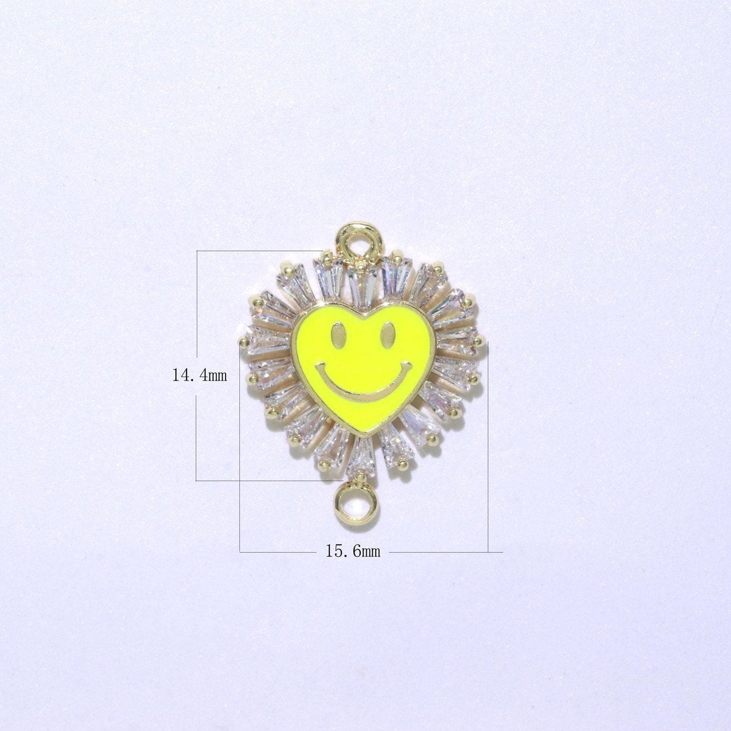 Heart smile face charm cubic happy face pendant for necklace earring component enamel y2k jewelry trend white teal pink blue f-844