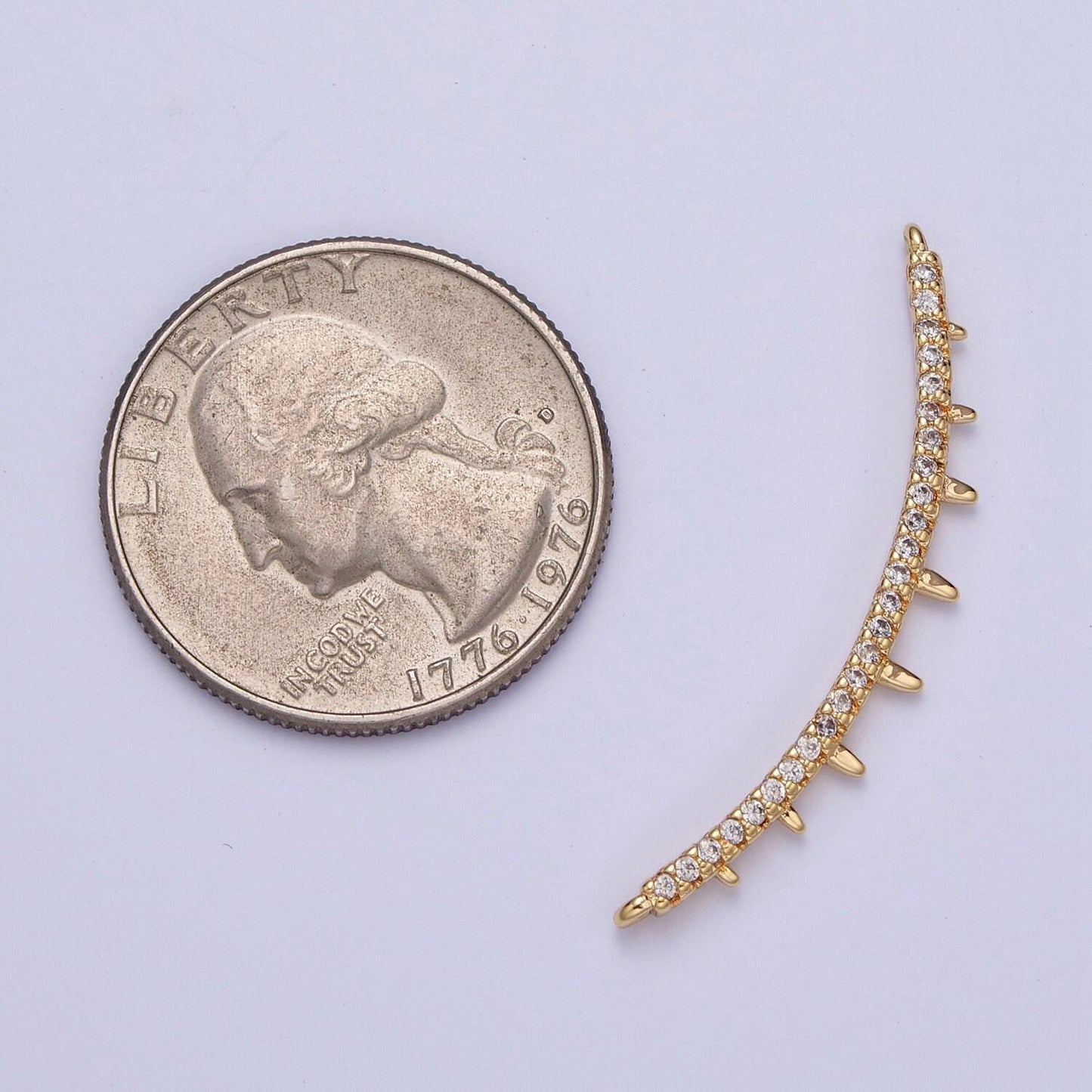 Gold cz paved connectors, charm cubic micro paved curved rows of diamond cz jewelry craft supply diybracelet & neckalace