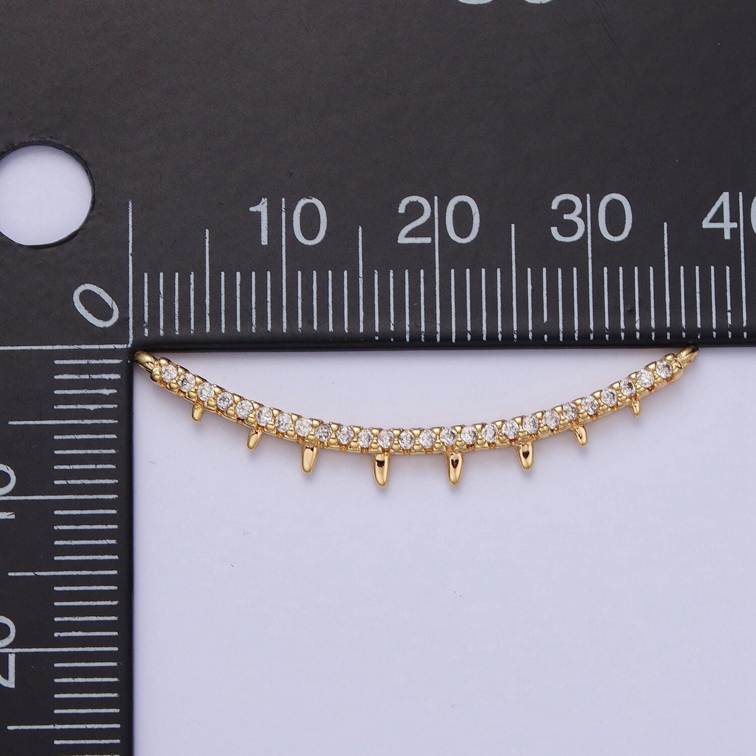 Gold cz paved connectors, charm cubic micro paved curved rows of diamond cz jewelry craft supply diybracelet & neckalace