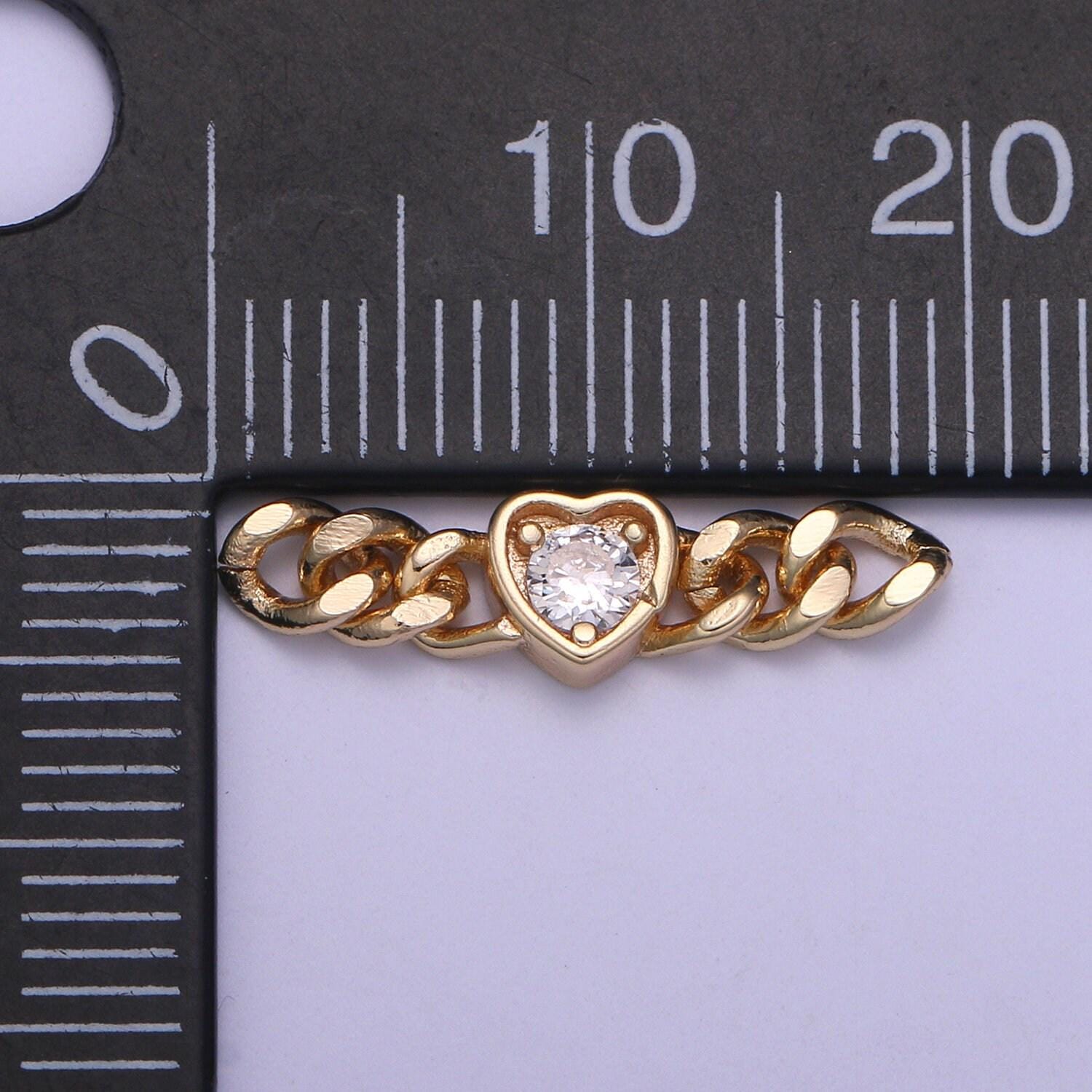 Miami cuban link connector for bracelet necklace jewelry making supply heart cubic charm connector for statement jewelry making f734